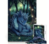 Rompecabezas de 1000 Piezas Dragón Unicornio Durmiente para Adolescentes Recuerda, Mejora, Calma, Mente Clara, Arte Coleccionable 50x75cm