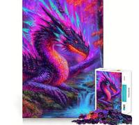 Rompecabezas de 1000 Piezas Dragón Vibrante en Bosque fantástico - Juguete Que desafía la Mente - Troquelado de Alta precisión - Divertido desafío para el Tiempo de Espera (50x75cm)