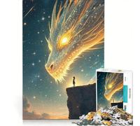 Rompecabezas de 1000 Piezas: Dragón y Niña en Las Estrellas, Juego Imposible, Actividades Divertidas en Casa, Colección de Artistas, Bellas Artes 50x75cm