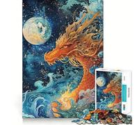 Rompecabezas de 1000 Piezas Dragones Celestiales Mirada Arte Entrenamiento Mental Diversión Tiempo de Descanso Juego Regalo Navideño Tranquilo (38x26cm)