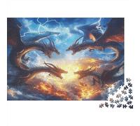 Rompecabezas de 1000 Piezas Dragones Fantasía de Papel para Adultos Entrenamiento Mental Educativo Puzzle Dragón Papel Grueso Decoración Pared 70x50cm/1000pcs