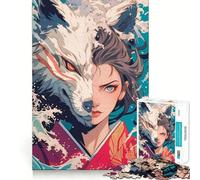 Rompecabezas de 1000 Piezas Dualidad Lobo y Geisha para Adolescentes,Juego de Entrenamiento cognitivo,Ajuste, Compacto,Divertido para Jugar en Familia (50x75cm)