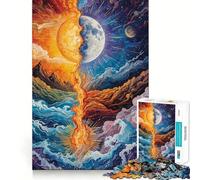 Rompecabezas de 1000 Piezas Dualidad Sol y Luna para Adultos Juguete de lógica para Juegos de Interior Corte de precisión Regalo Ideal 38x26cm