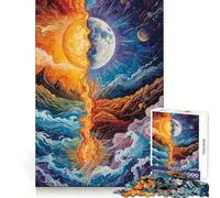 Rompecabezas de 1000 Piezas Dualidad Sol y Luna para Adultos Juguete de lógica para Juegos de Interior Corte de precisión Regalo Ideal 38x26cm