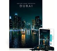 Rompecabezas de 1000 Piezas,Dubái,Emiratos Árabes Unidos,Ajuste, Arte,Habilidad Creativa,Juguete,Tiempo de Descanso,Juego,decoración navideña (38x26cm)