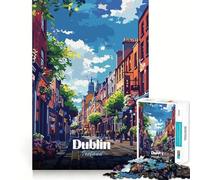 Rompecabezas de 1000 Piezas,Dublín,Irlanda,ilustración de Vista de Calle,Juego preciso para armar,Actividad Cerebral,diversión,Tiempo Libre,Regalo de cumpleaños (38x52cm)
