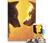 Rompecabezas de 1000 Piezas Duelo de Lobos en Llamas Juego práctico interacción Entre Padres e Hijos colección de Artistas Bellas Artes 38x26cm