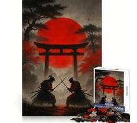 Rompecabezas de 1000 Piezas Duelo de samuráis bajo el Sol Rojo para Adultos y Adolescentes Juguete Intelectual para el hogar Disfrute de un Corte de Calidad Regalo clásico (38x52cm)