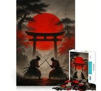 Rompecabezas de 1000 Piezas Duelo de samuráis bajo el Sol Rojo para Adultos y Adolescentes Juguete Intelectual para el hogar Disfrute de un Corte de Calidad Regalo clásico (38x52cm)