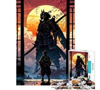 Rompecabezas de 1000 Piezas Duelo de samuráis bajo la Puesta de Sol Juguetes adictivos para Cultivar la Paciencia Juego Educativo Alivia el estrés Regalo de cumpleaños (Tamaño 38x52cm)