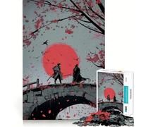 Rompecabezas de 1000 Piezas Duelo de samuráis en Puente de Piedra para Adolescentes Juguete de razonamiento y Habilidad Divertido y Relajante Corte preciso Regalo Ideal (38x52cm)