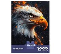 Rompecabezas De 1000 Piezas Eagle Portrait with Orange Splatter Rompecabezas para Adultos Juego De Ingenio Ensamblaje De Patrones Difícil Y Desafiante 52x38cm/1000pcs