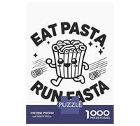 Rompecabezas De 1000 Piezas Eat Pasta Run Fasta - Funny Kawaii Running Pasta Rompecabezas para Adultos Juego De Ingenio Difícil Difícil Único Cumpleaños Y Regalos 38x26cm/1000pcs