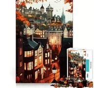 Rompecabezas de 1000 Piezas Edimburgo Escocia Acogedor Otoño Fijo Divertido Juego de Resolución de Problemas Juguete Juego Tranquilo Tiempo Decoración Navideña Regalo (38x26cm)