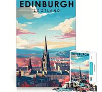 Rompecabezas de 1000 Piezas Edimburgo Escocia Viajes Corte Exacto Juego Inteligente Juguete Mental Juego Relajante Tiempo Arte Navideño Exhibición (50x75cm)