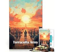 Rompecabezas de 1000 Piezas Ejército de Terracota al Atardecer para Adolescentes Mejora la Memoria Diversión Relajante Bordes precisos Regalo Ideal 38x26cm