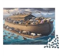 Rompecabezas de 1000 Piezas El Arca de Noé con Animales para Adultos de 12 años en adelante. Juego Educativo. Decoración para el hogar. Desafío de Alta dificultad 38x26cm. GIF.