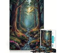 Rompecabezas de 1000 Piezas El Arroyo del Bosque Secreto para Adolescentes Mejora la Memoria, se relaja, Tiene Bordes precisos y es un Regalo increíble 38x52cm