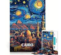 Rompecabezas de 1000 Piezas,El Cairo,Egipto,Noche Estrellada,Arte,Encaje, Juguete para Desafíos Mentales,Juego para Tiempo Libre,Regalo Divertido para Cumpleaños (50x75cm)