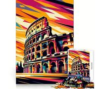 Rompecabezas de 1000 Piezas El Coliseo de WPAP Pop Art para Adolescentes Juego Inteligente para Relajarse Patrón de ensamblaje Lista de Deseos de Santa Claus 38x26cm