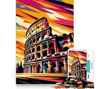 Rompecabezas de 1000 Piezas El Coliseo de WPAP Pop Art para Adolescentes Juguete para desarrollar la Habilidad y el estrés Corte preciso Un Regalo Encantador 38x52cm