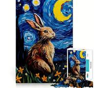 Rompecabezas de 1000 Piezas El Conejo de la Noche Estrellada para Adultos Rompecabezas de Memoria Disfrute del Montaje Lento de la Imagen Regalo Creativo 38x52cm