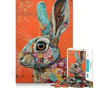 Rompecabezas de 1000 Piezas El Conejo Floral para Adultos Juguete para ejercitar la Mente y Relajarse Corte Perfecto Regalo Memorable 38x26cm