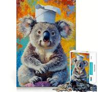 Rompecabezas de 1000 Piezas El deleite del Chef Koala,Arte de Corte Exacto,Juego Creativo para ejercitar la Mente,Tiempo de Juego Tranquilo,Regalo de cumpleaños para Aficionados (38x26cm)
