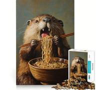 Rompecabezas de 1000 Piezas El festín de Fideos del Castor - Decoración de Bordes impecables,Juguete Creativo,Divertido y fácil de Usar,Regalo Ideal para Navidad (50x75cm)