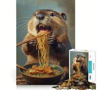 Rompecabezas de 1000 Piezas El festín de Fideos del Castor - Juego de concentración Mental Clean Fit Decor - Juego para Momentos de Tranquilidad - Regalo de cumpleaños (50x75cm)