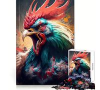 Rompecabezas de 1000 Piezas El Gallo excitado para Adolescentes Juego Inteligente para Relajarse Patrón de ensamblaje Lista de Deseos de Papá Noel 38x26cm