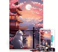 Rompecabezas de 1000 Piezas El Gato de la Noche Lunar de Japón para Adolescentes Un Rompecabezas Que Ayuda a desarrollar la Memoria Relajante y Divertido Diseño para armar Una cálida Sorpresa