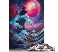 Rompecabezas de 1000 Piezas El Gato Mago y la Gran Ola para Adultos, Creativo, Rectangular, de Papel, Amigos y Familiares, 1000 Piezas (38 x 26 cm)