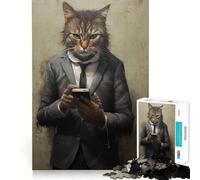 Rompecabezas de 1000 Piezas El Gato Moderno Empleado para Adolescentes Mejora la Memoria, diversión Relajante, Bordes precisos, Regalo Original 38x52cm