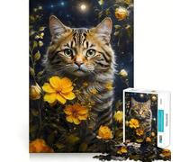 Rompecabezas de 1000 Piezas El Gato y los Dientes de león para Adolescentes Juguete para desarrollar la Habilidad y el estrés Corte preciso Un Regalo Encantador 38x52cm