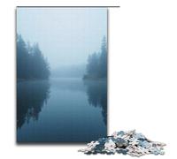 Rompecabezas de 1000 Piezas El Lago en la Niebla Parece un país de Las Hadas. Rompecabezas de Madera para Adultos Juegos Familiares 1000 Piezas (38 x 26 cm).
