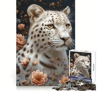 Rompecabezas de 1000 Piezas El Leopardo Blanco para Adultos Rompecabezas de Memoria Disfrute del Montaje Lento de la Imagen Regalo Creativo 50x75cm