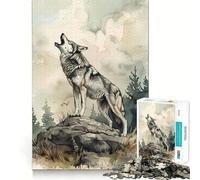Rompecabezas de 1000 Piezas El Llamado del Lobo Salvaje Juego de Ejercicios mentales,Encaje, Huecos,desafío Interactivo para el Cerebro en casa (50x75cm)