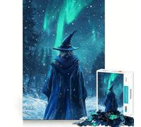 Rompecabezas de 1000 Piezas El Mago bajo la Aurora Boreal para Adolescentes Juego de Memoria y concentración Recorte de Calidad Profesional Actividad Relajante para Grupos en Interiores (38x26cm)