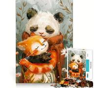 Rompecabezas de 1000 Piezas El Mejor Amigo, el Gato Panda para Adolescentes, Juguete para ejercitar la Mente, Tiempo de unión, Pieza de colección de Arte de Corte preciso 38x26cm
