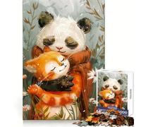 Rompecabezas de 1000 Piezas El Mejor Amigo, el Gato Panda para Adolescentes, Juguete para ejercitar la Mente, Tiempo de unión, Pieza de colección de Arte de Corte preciso 38x26cm