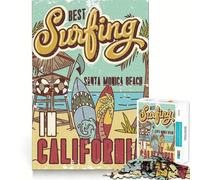 Rompecabezas de 1000 Piezas El Mejor Surf en California,decoración Limpia y Funcional,Actividad Mental Inteligente,Tiempo de Juego Acogedor,Regalo Divertido de Navidad (50x75cm)