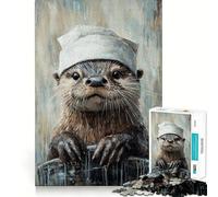 Rompecabezas de 1000 Piezas El Momento culinario del Chef Nutria - Arte de Corte Exacto - Rompecabezas de lógica - Juego de Ocio - Divertido - Decoración navideña para Pared (38x26cm)