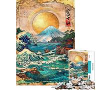 Rompecabezas de 1000 Piezas El Monte Fuji y la Gran Ola Rompecabezas para Adultos Un desafío difícil Que Ayuda a ejercitar el Cerebro cumpleaños 38x52cm