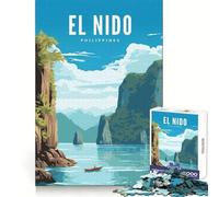 Rompecabezas de 1000 Piezas El Nido Palawan Corte preciso Diversión para ejercitar la Mente Diversión para Relajarse Arte de Pared navideño 50x75cm