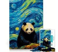 Rompecabezas de 1000 Piezas El Panda de la Noche Estrellada para Adultos Rompecabezas de Memoria Disfrute del Montaje Lento de la Imagen Regalo Creativo 38x26cm