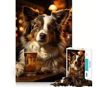 Rompecabezas de 1000 Piezas El Perro Bebedor de Cerveza para Adolescentes, Juguete para ejercitar la Mente, Actividad para el hogar, Corte Premium, artículo de Santa Claus 38x52cm