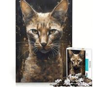 Rompecabezas de 1000 Piezas El Poder mágico del Gato Abisinio, Juego práctico para Entrenar la Mente y Las Manos, con Piezas de Formas aleatorias Que encajan Perfectamente 38x52cm