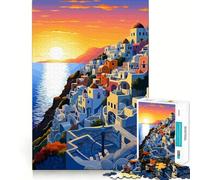 Rompecabezas de 1000 Piezas El Resplandor de Santorini,Grecia con Corte Impecable Divertido Juego para Resolver Problemas Juego Gratuito Arte (50x75cm)