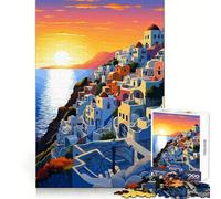 Rompecabezas de 1000 Piezas El Resplandor de Santorini,Grecia con Corte Juguete Divertido Que desafía la Mente Actividad de cumpleaños acogedora 38x26cm